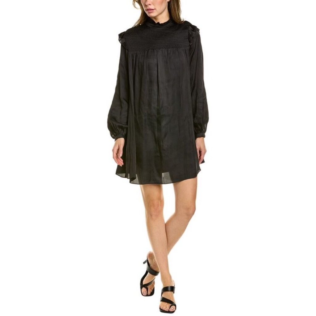 The Kooples Womens Smocked Yoke Shift Dress, Black